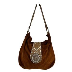 Leather Rock Womens Suede Bag Brown Embellishment Western Boho Festival